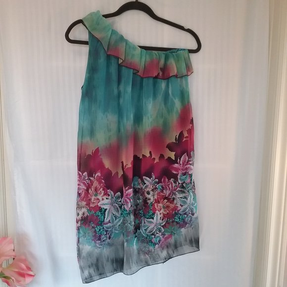 Watercolour Lily Dress. Made in France. Size 8. - Picture 1 of 8